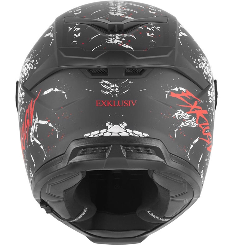 NOX Exklusiv Goliath Raptor каска за мотоциклет с пълно лице, матово черно-бяло-червено