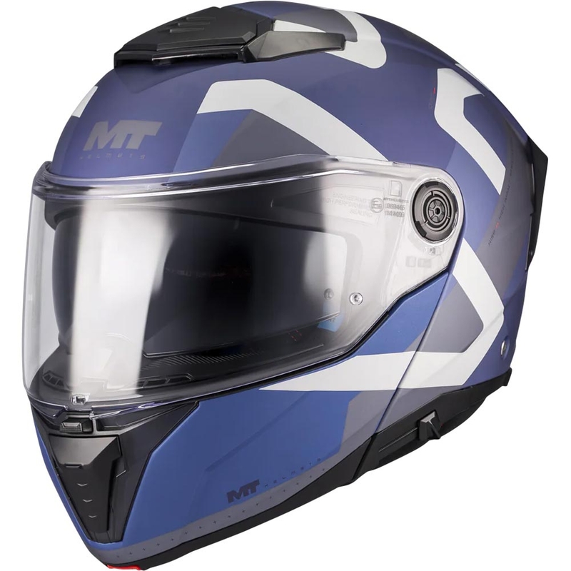 Мото каска MT Atom 2 SV Dexter C2 с отваряща се дръжка, матово синьо-сива