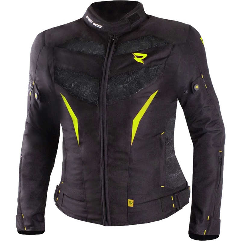 Дамско яке за мотоциклет Street Racer Rose Black-Fluo Yellow