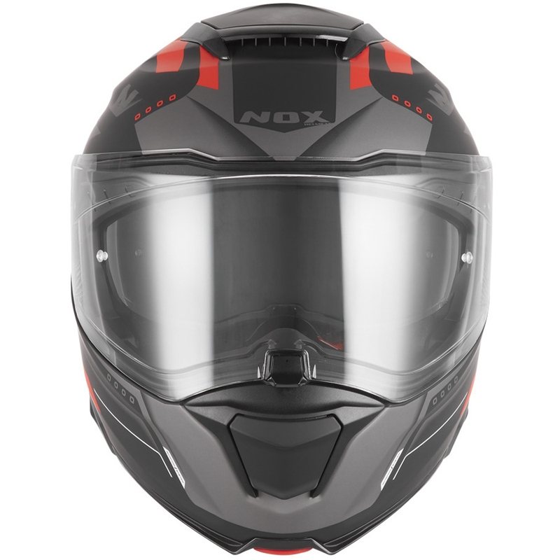 Мото каска NOX N967 Conquer, матово черно-червена