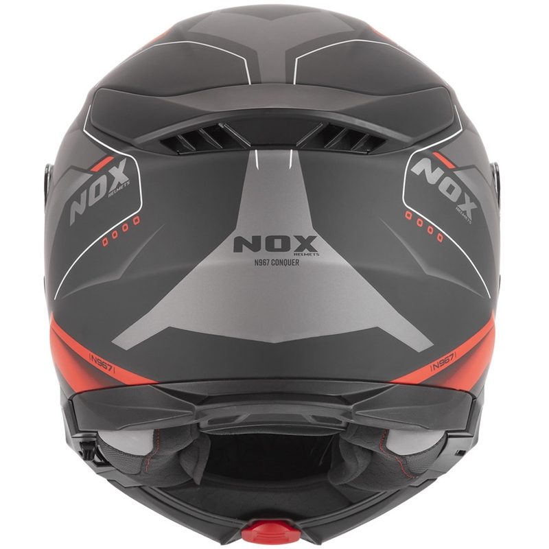 Мото каска NOX N967 Conquer, матово черно-червена