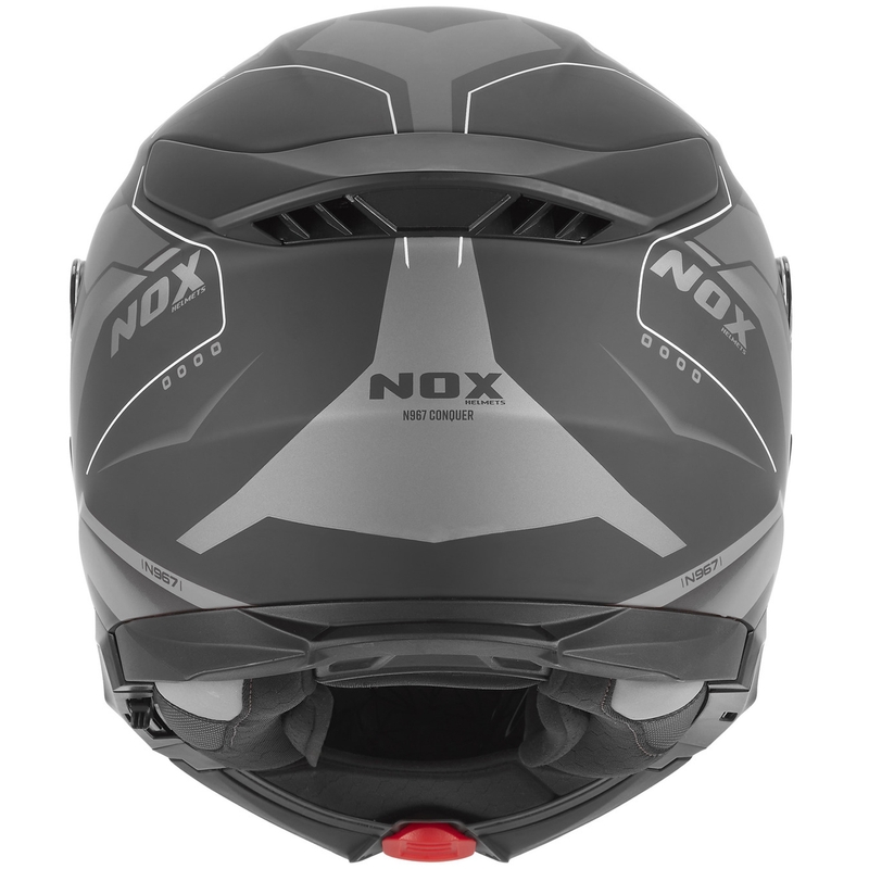 Мото каска NOX N967 Conquer, матово черно-сребриста