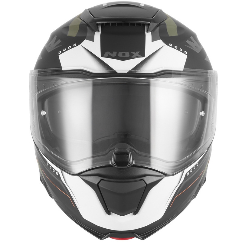 Мото каска NOX N967 Conquer, матово черно-каки-оранжево