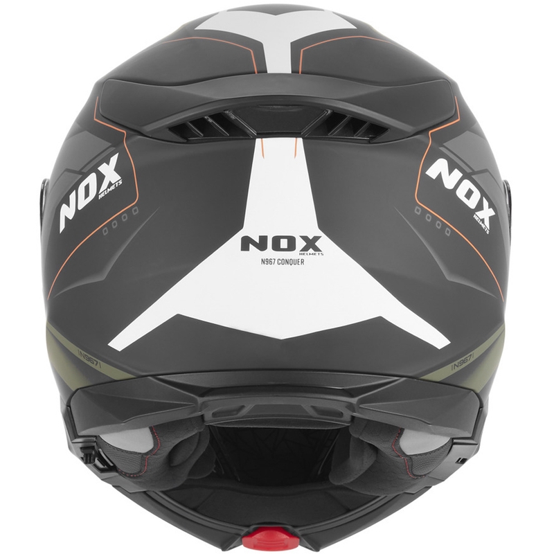 Мото каска NOX N967 Conquer, матово черно-каки-оранжево
