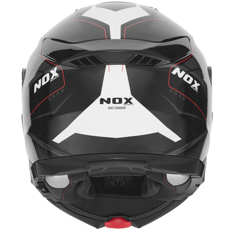 Мото каска NOX N967 Conquer, матово черно-бяло-червено