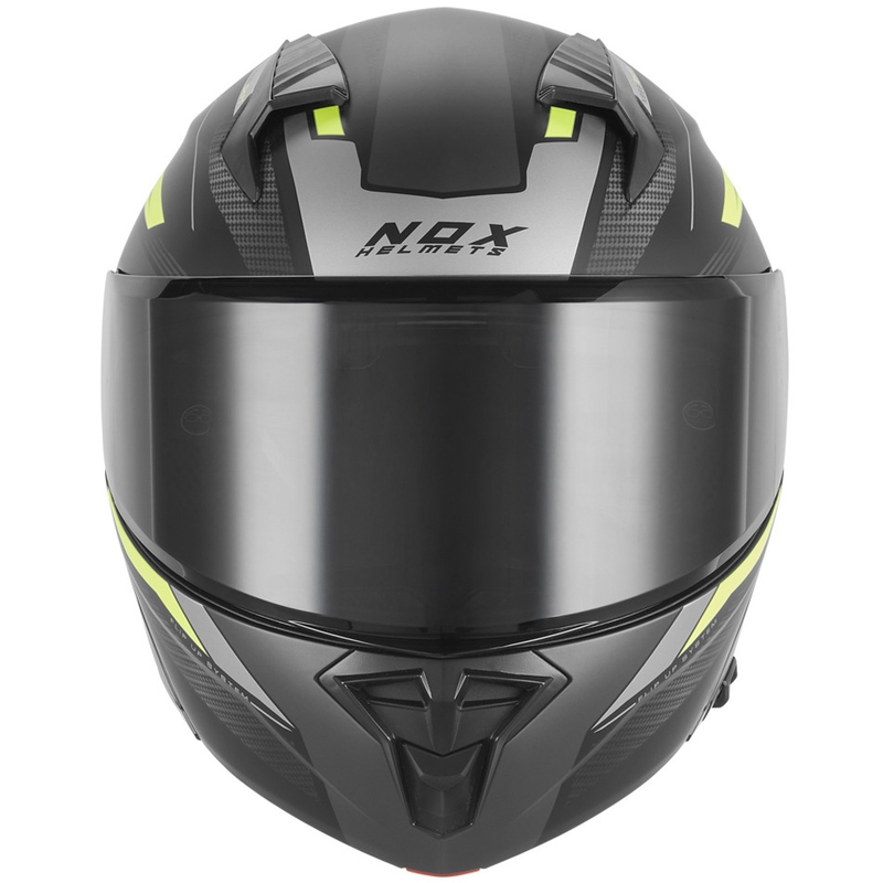 Мото каска с отваряне NOX N968 Shift, матово черно-флуоресцентно жълто