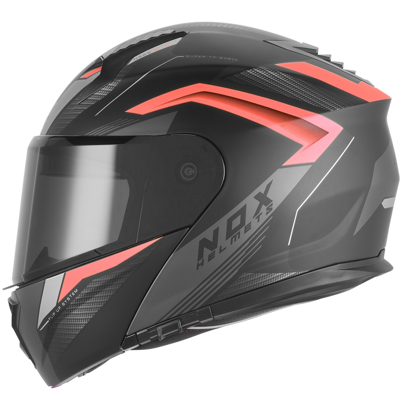Мото каска NOX N968 Shift, матово черно-червена