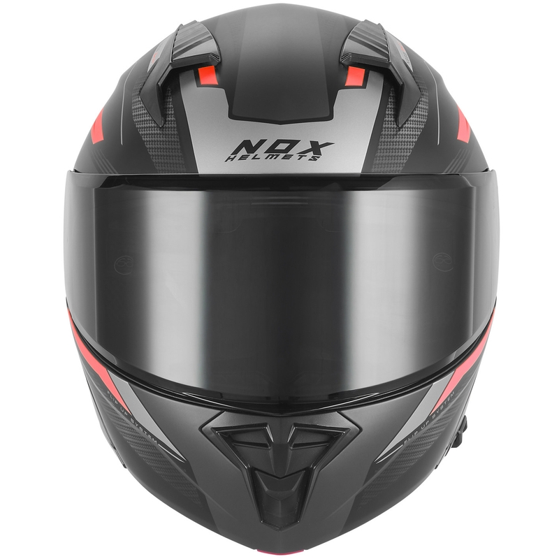 Мото каска NOX N968 Shift, матово черно-червена