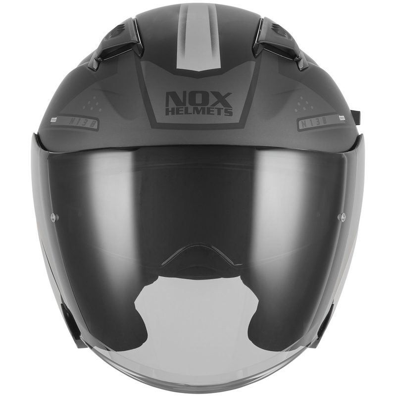 Отворена мотоциклетна каска NOX N130 EKTO матово черно-сребристо