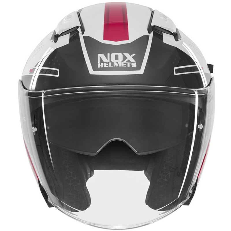 Отворена мотоциклетна каска NOX N130 EKTO бяло-розова