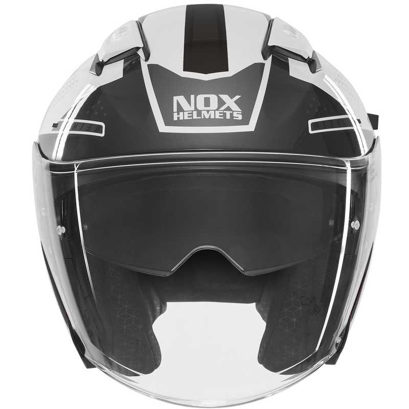 Отворена мотоциклетна каска NOX N130 EKTO бяло-черна