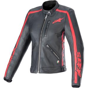 Alpinestars Stella Dyno дамско кожено яке за мотоциклетизъм черно и червено