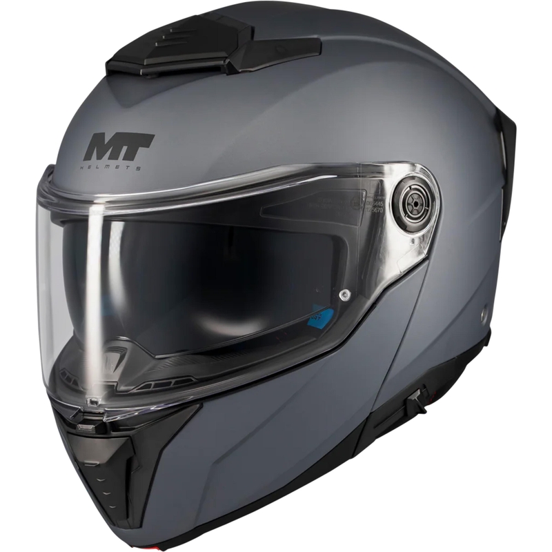 Мото каска MT Atom 2 SV Pure A2, матово сива, с отваряща се врата