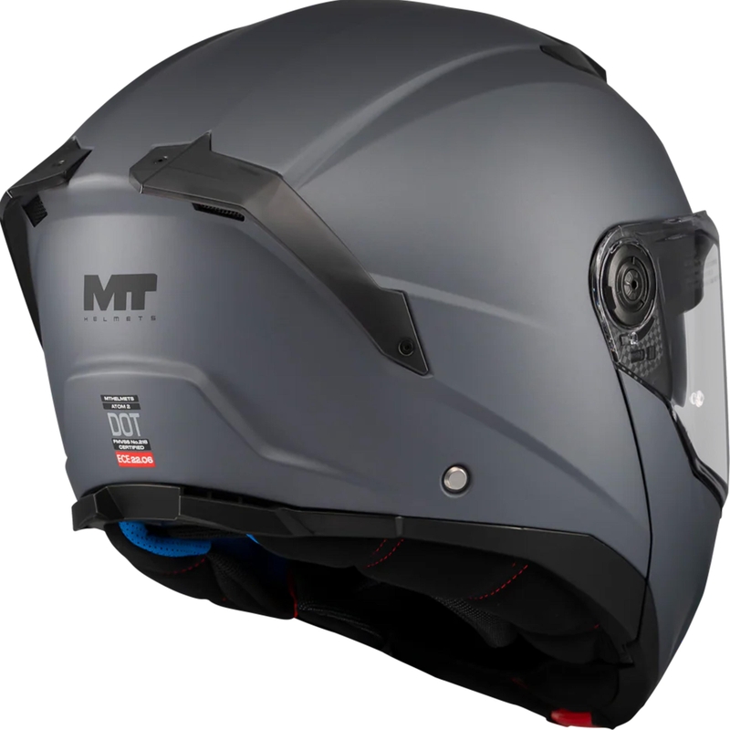 Мото каска MT Atom 2 SV Pure A2, матово сива, с отваряща се врата