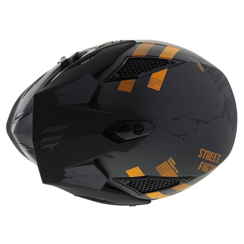 Каска с отворено лице и маска MT Streetfighter SV S Skull A12 сиво-оранжева с иридиев визьор - II. качество