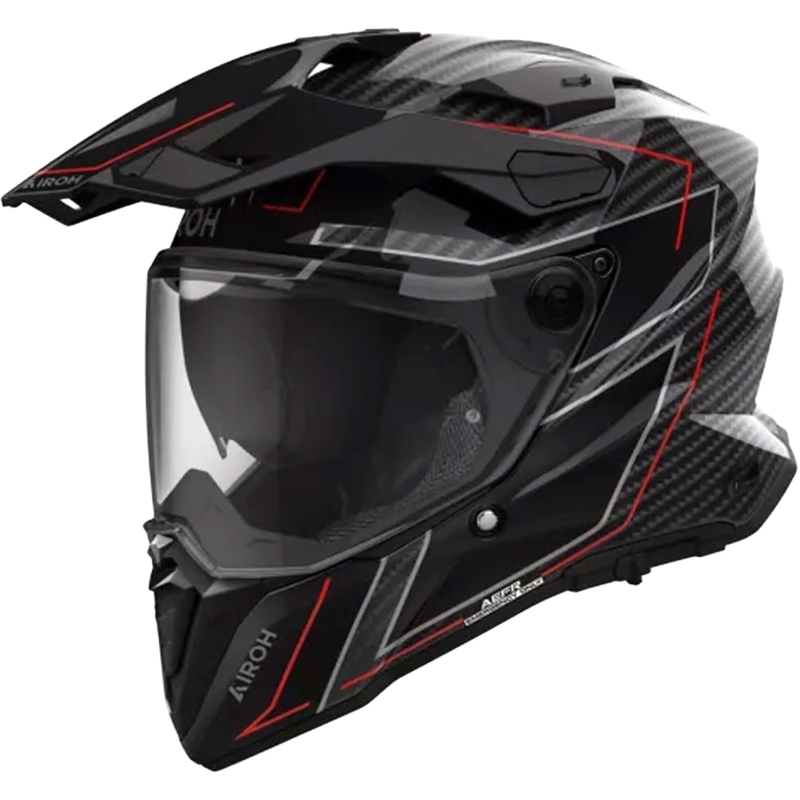 Мото каска Ендуро Airoh Commander 2 Carbon Стилна черно-червена