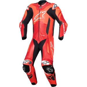 Alpinestars GP Plus V4 Sprint Еднокомпонентен кожен мотоциклетен костюм, съвместим с Tech-air, Fluo Red-Red-White-Black