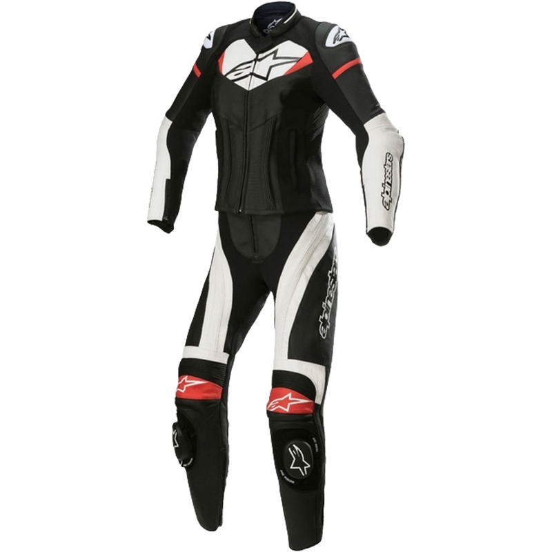 Alpinestars STELLA GP PLUS 2 дамски двукомпонентен кожен мотоциклетен комбинезон черен, бял и червен