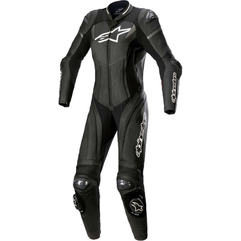 Alpinestars Дамски еднокомпонентен кожен мотоциклетен гащеризон Alpinestars STELLA GP PLUS 2 Black-White-Metallic Grey