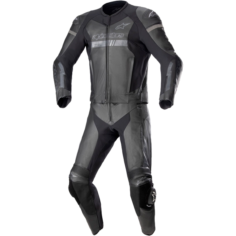 Alpinestars GP Force Chaser TECH-AIR 5 съвместим с черно-черен кожен костюм от две части за мотоциклет