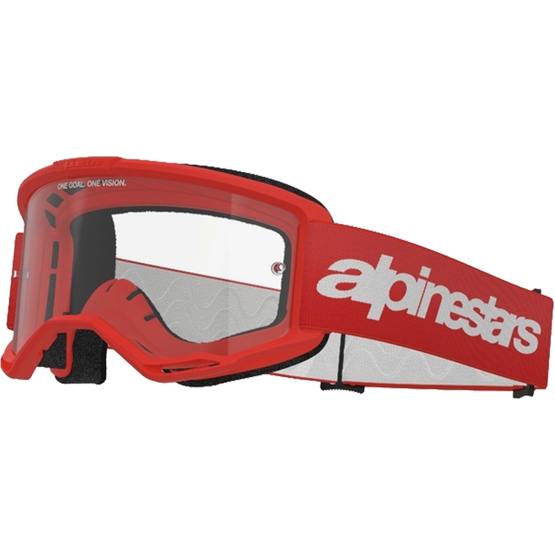 Alpinestars Vision 3 Wordmark червени очила за мотокрос с прозрачен плексиглас