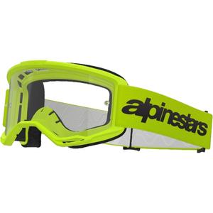 Alpinestars Vision 3 Wordmark флуорово жълти очила за мотокрос с прозрачен плексиглас