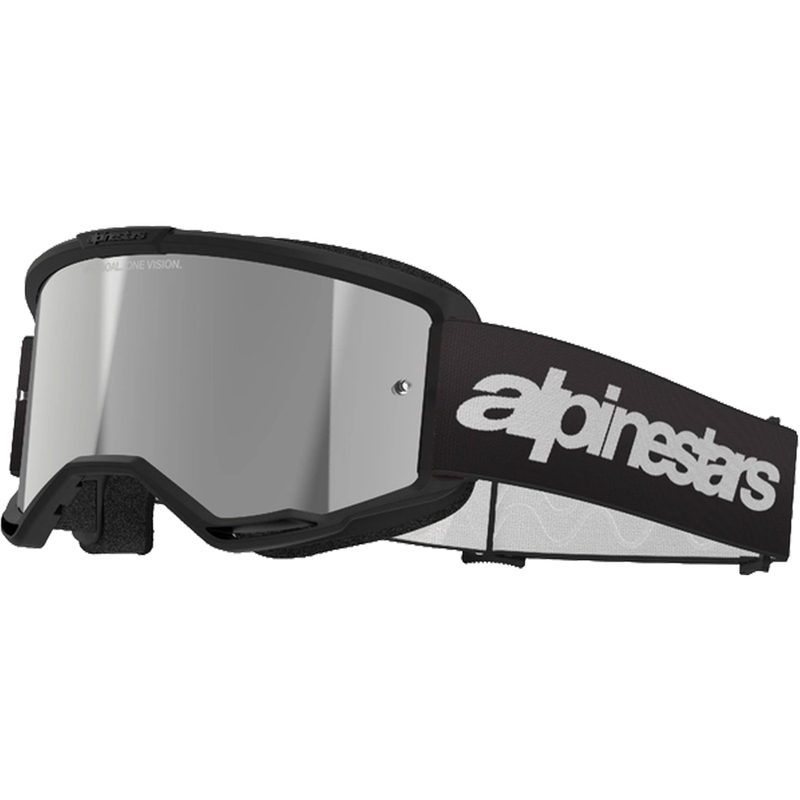Очила за мотокрос Alpinestars Vision 3 Wordmark черни с огледален сребърен плексиглас