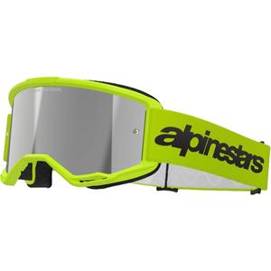 Alpinestars Vision 3 Wordmark флуорово жълти очила за мотокрос със сребърни радиални лещи