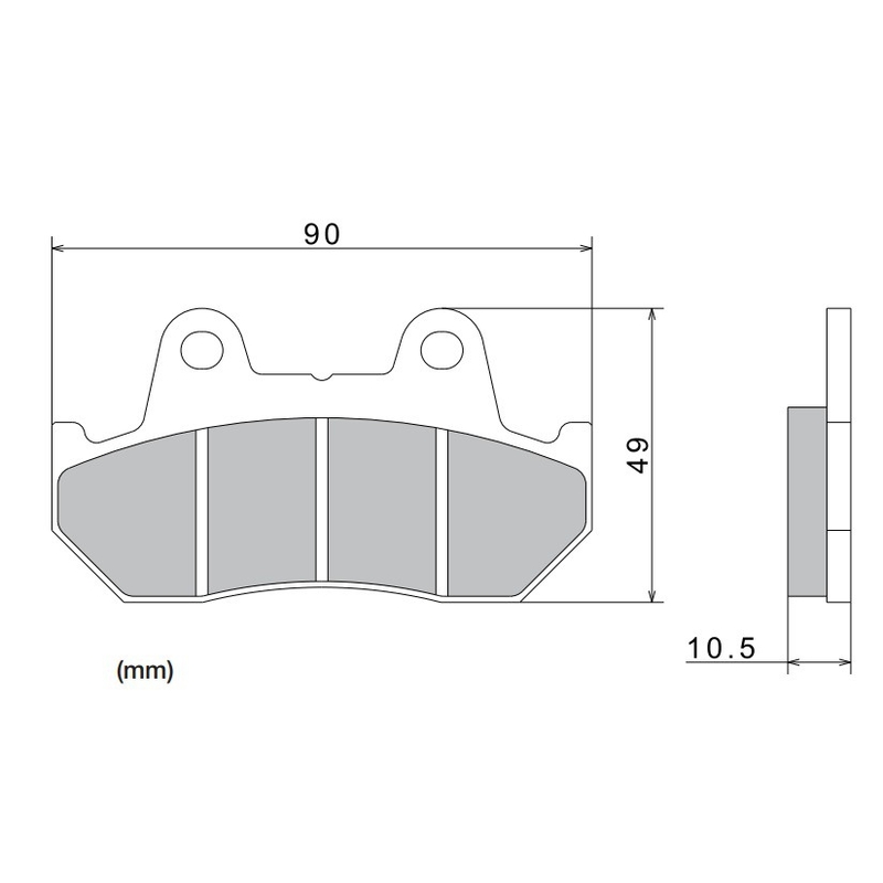 Спирачни накладки NISSIN полуметални, 90x49x10.5 мм 2 бр.