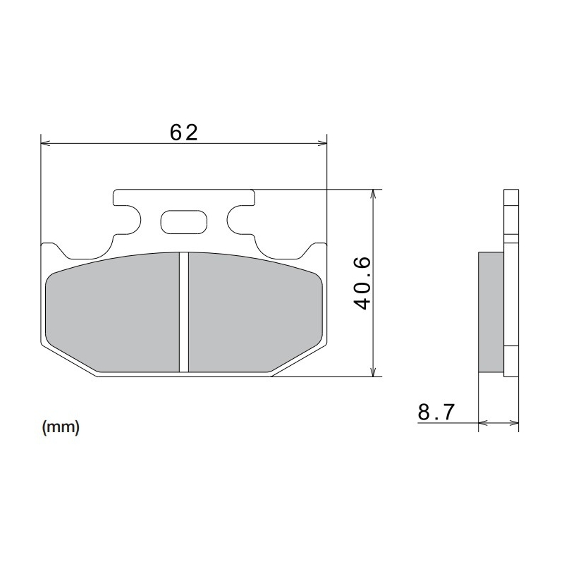 Спирачни накладки NISSIN полуметални 62x40.6x8.7 мм 2 бр.