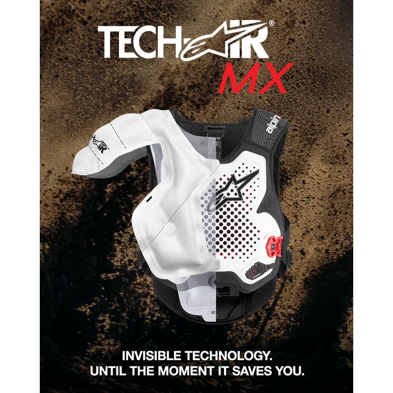 Жилетка Alpinestars TECH-AIR®MX PLASMA със система за въздушни възглавници, бяло-черно-червено