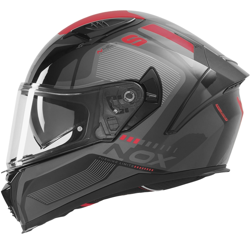 Мотоциклетна каска с пълно лице NOX N402 Mentor, черно-червена