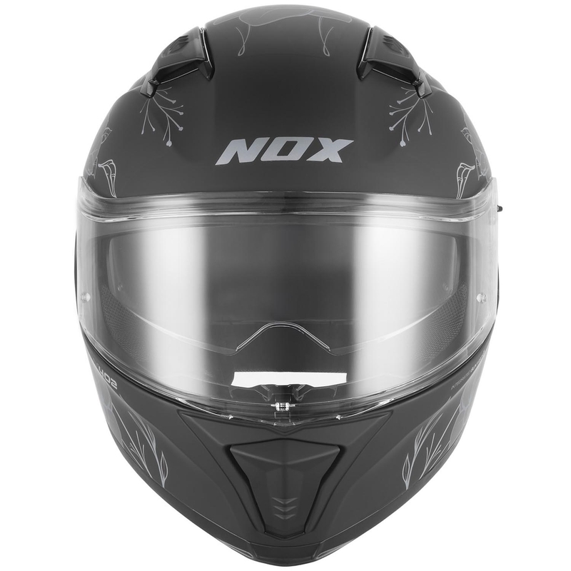 Мотоциклетна каска с пълно лице NOX N402 Spring, матово черно-сребристо