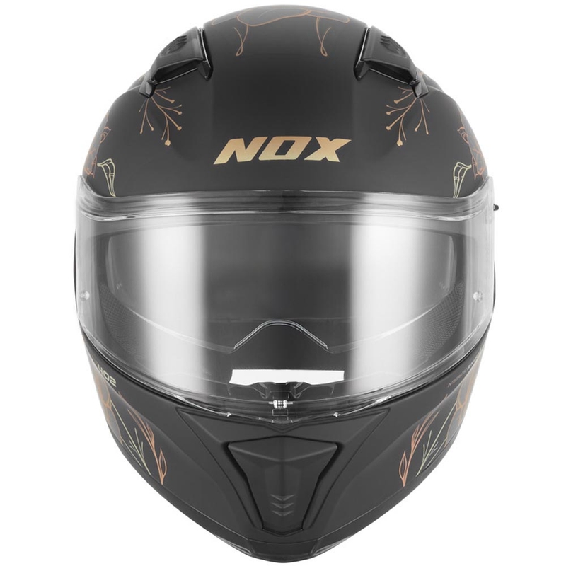 Мотоциклетна каска с пълно лице NOX N402 Spring, матово черно-златиста
