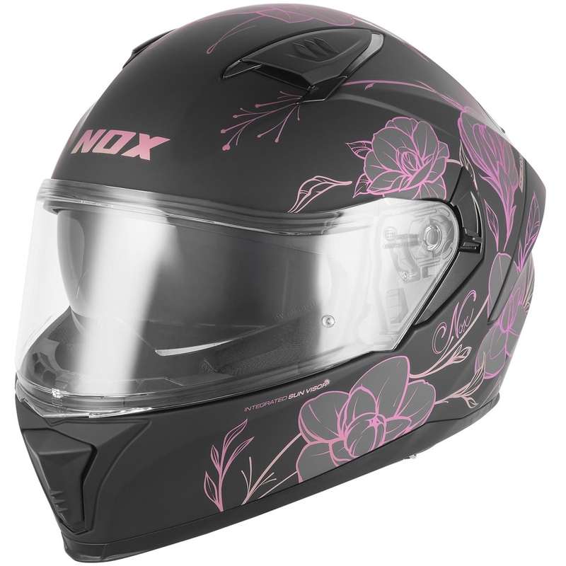 Мотоциклетна каска с пълно лице NOX N402 Spring, матово черно-розова