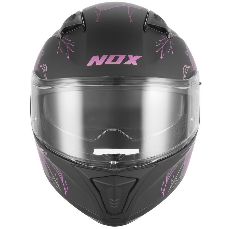 Мотоциклетна каска с пълно лице NOX N402 Spring, матово черно-розова