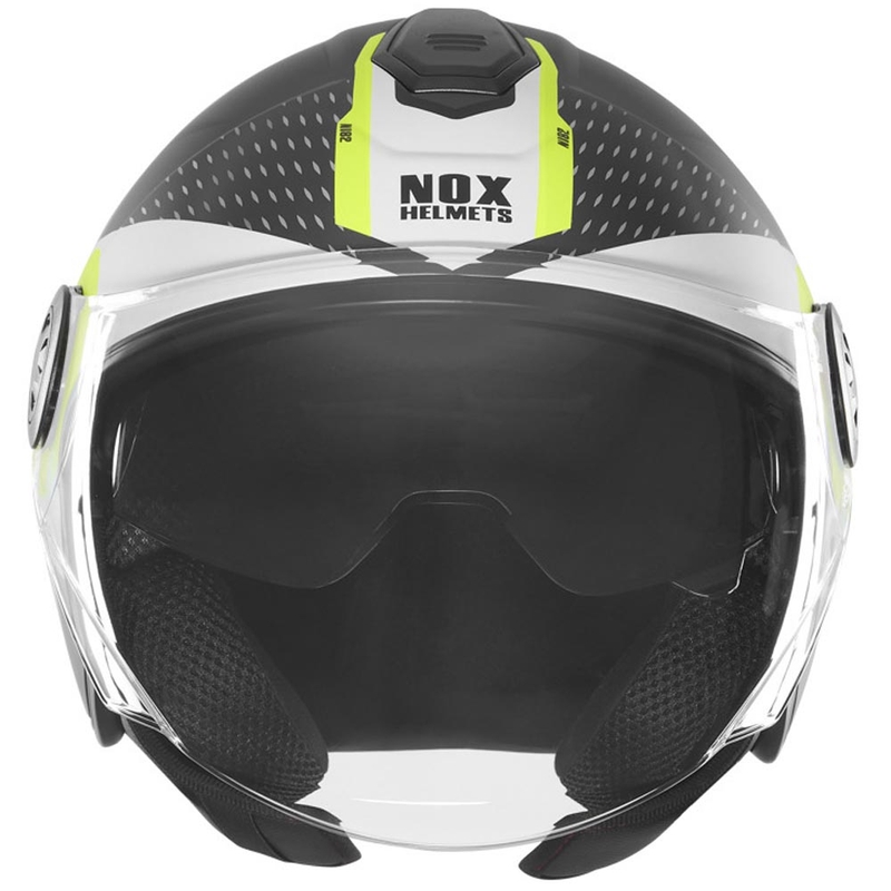 Отворена мотоциклетна каска NOX N182 Round, матово черно-флуоресцентно жълто