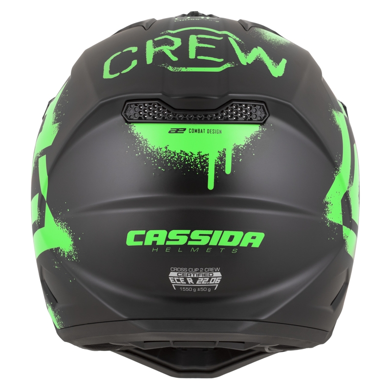 Мотокрос каска Cassida Cross Cup 2 Crew, матово черно-флуоресцентно зелено