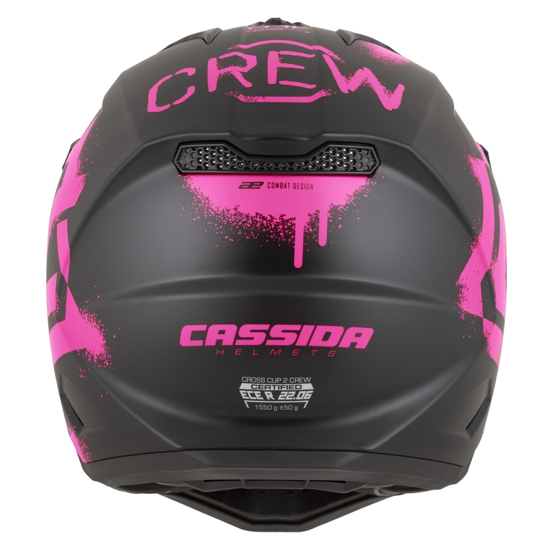 Мотокрос каска Cassida Cross Cup 2 Crew, матово черно-флуоресцентно розово