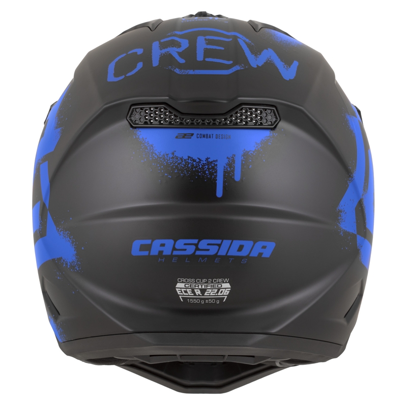 Мотоциклетна каска за мотокрос Cassida Cross Cup 2 Crew, матово черно-синя