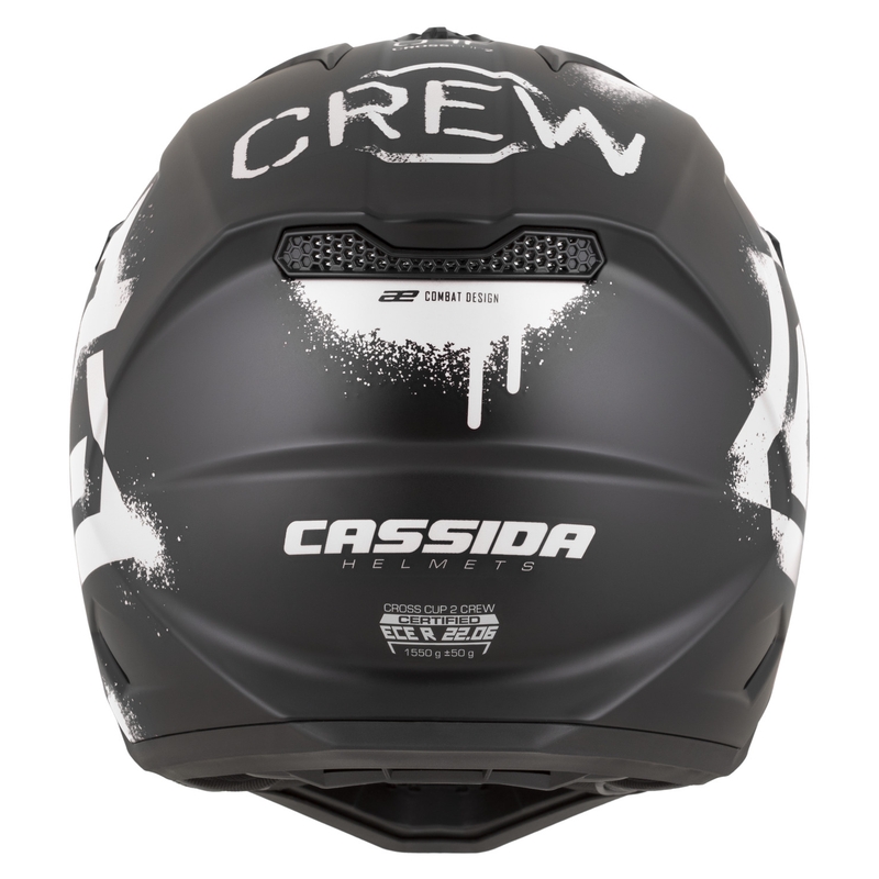 Мотоциклетна каска за мотокрос Cassida Cross Cup 2 Crew, матово черно-бяла