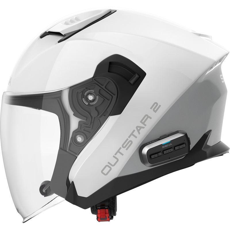 SENA Outstar 2 каска за мотоциклет с отворено лице и слушалки, лъскаво бяла
