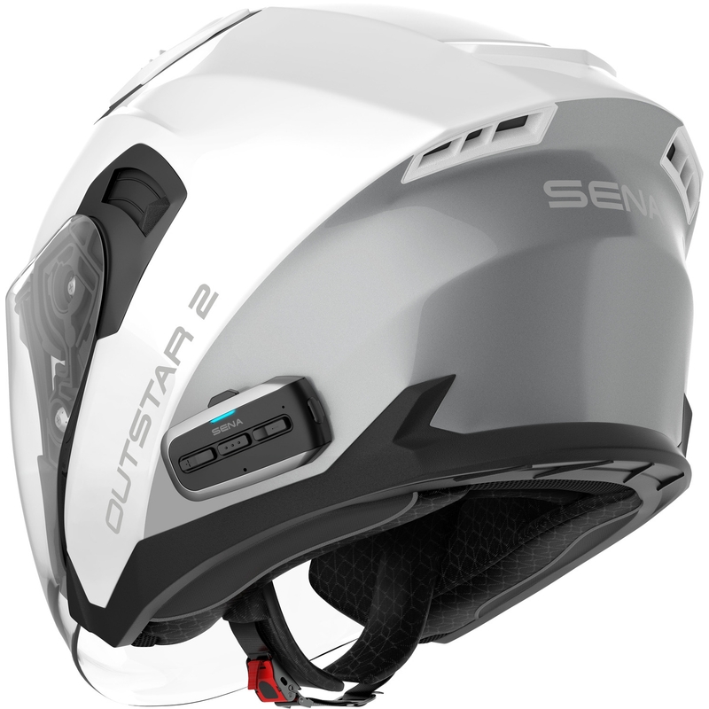 SENA Outstar 2 каска за мотоциклет с отворено лице и слушалки, лъскаво бяла