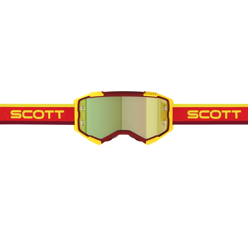 Мотокрос очила SCOTT Fury CH червено-жълти с жълт огледален плексиглас