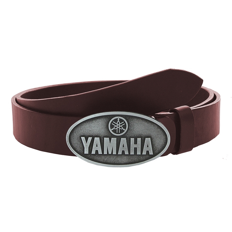 Кожен мото колан с катарама Yamaha кафяв