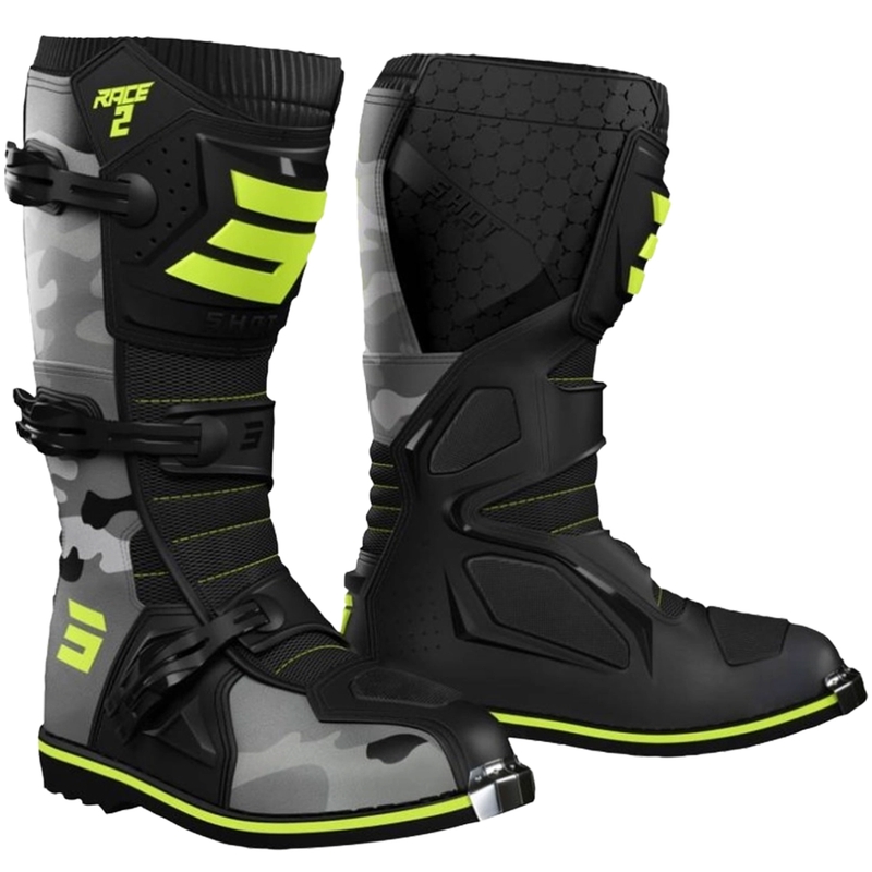 Детски ботуши за мотоциклет Shot Race 2 camo-fluo yellow