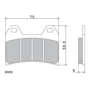 Спирачни накладки NISSIN полуметални 76x55.5x9 мм 2 бр.