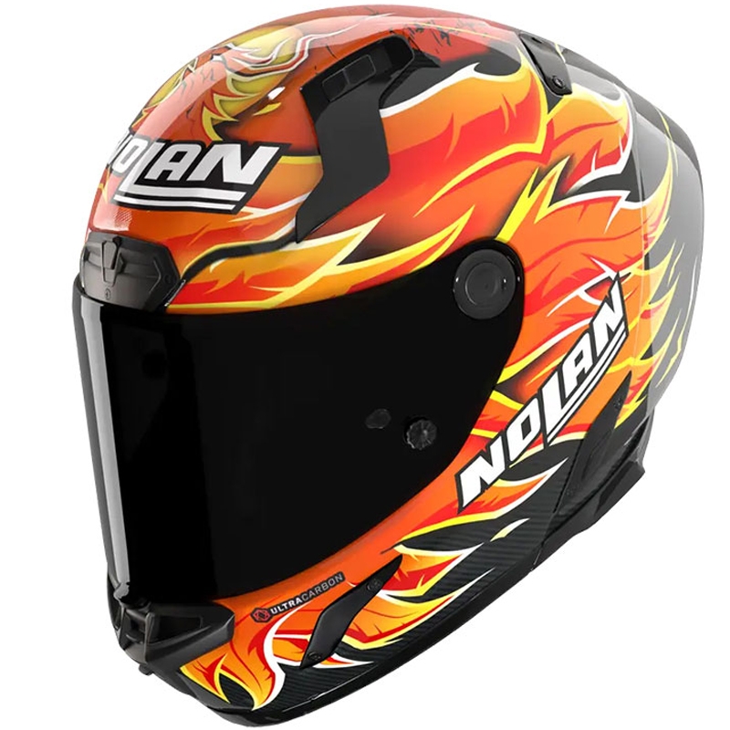 Мотоциклетна каска Nolan X-804 RS Ultra Carbon Replica Iannone 368 черно-червено-оранжево-жълто