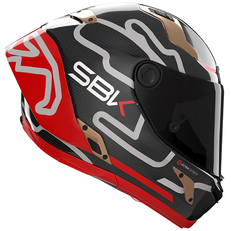 Nolan X-804 RS Ultra Carbon SBK Мотоциклетна каска с пълно лице, гланцово черно-червено-златна