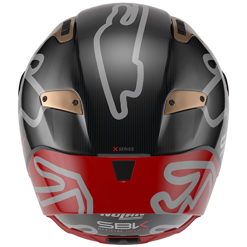 Nolan X-804 RS Ultra Carbon SBK Мотоциклетна каска с пълно лице, гланцово черно-червено-златна